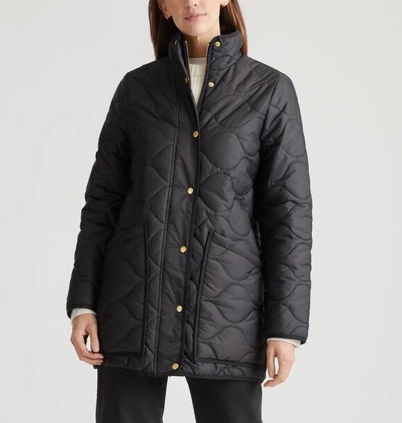 Quince Jackets & Blazers - QUINCE Women's Featherless Quilted Long Puffer Jacket Size Large Black Outerwear